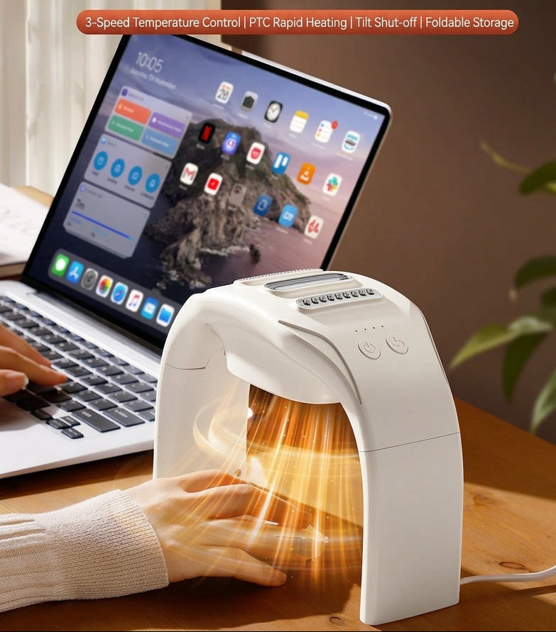 Foldable Desk Hand Warmer – 3-Level PTC Ceramic Heater for Keyboard & Mouse