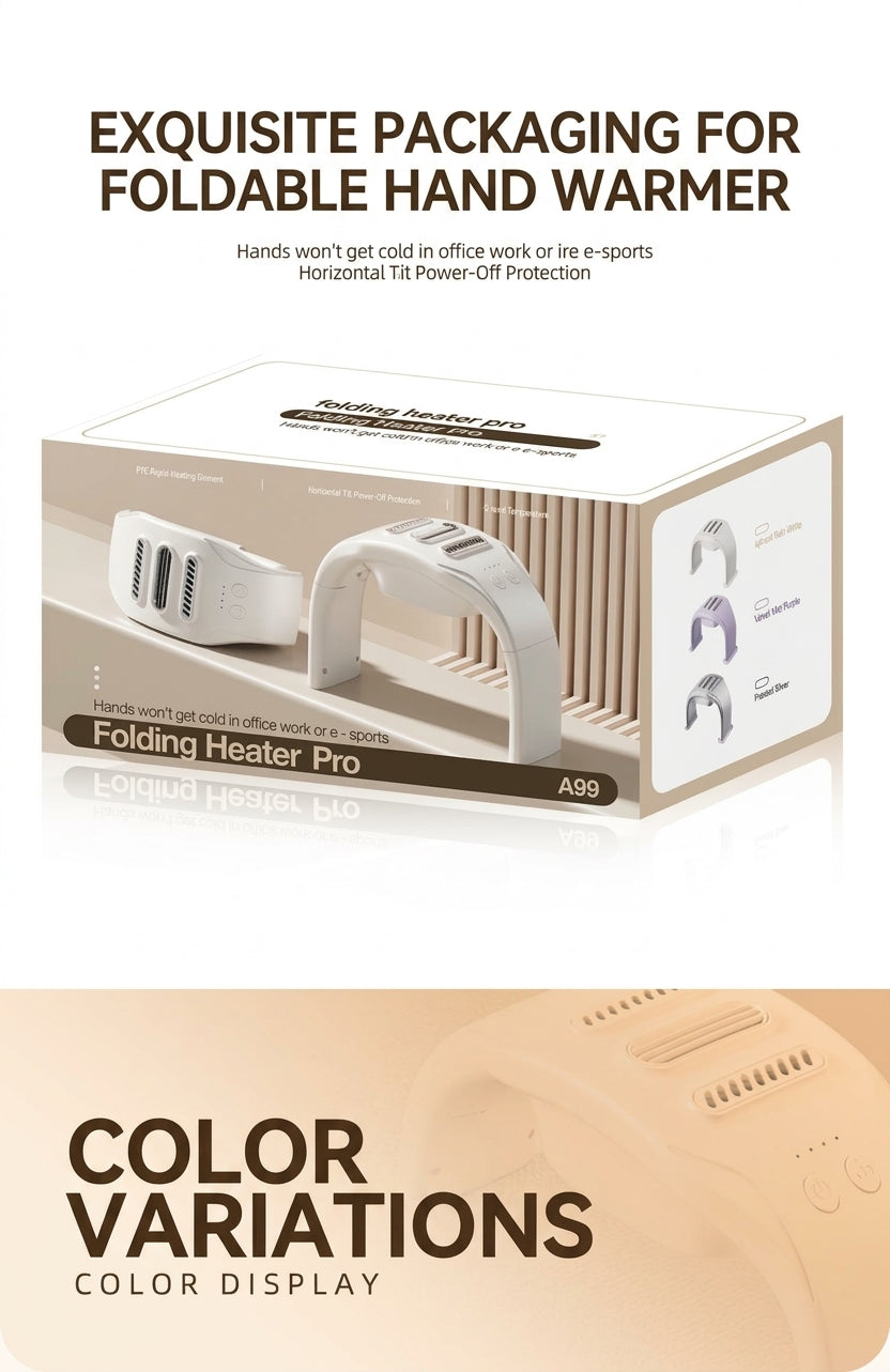 Foldable Desk Hand Warmer – 3-Level PTC Ceramic Heater for Keyboard & Mouse