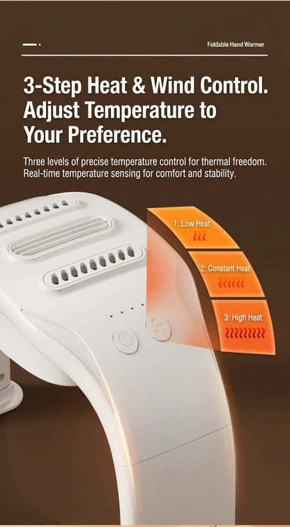 Foldable Desk Hand Warmer – 3-Level PTC Ceramic Heater for Keyboard & Mouse